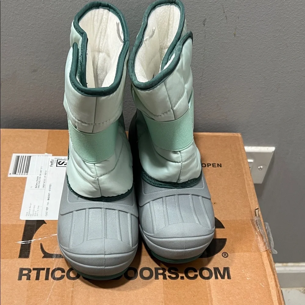 Kids' Gray and Green Snow Boots